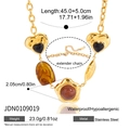 Detail of stainless steel necklace with amber resin and black heart charms and extender chain - Heart Amber Flower Shape Style (JDN0109019)