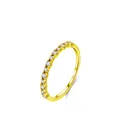 Elegante anello in argento sterling S925 placcato oro con una fila di zirconi bianchi brillanti - Taglia US 5 / Oro
