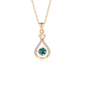 Rose gold water drop necklace featuring a blue gemstone and micro-pave crystals - 925 Silver / Green Moissanite Rose Gold