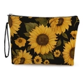 Sonnenblumen-Kosmetiktasche mit schwarzem Reißverschluss und Handschlaufe auf Weiß - Stil 1