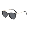Oval candy-colored kids sunglasses with dark grey lenses and gold metal temples - Black Frame Black Grey Polarized C1