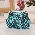 Marineblaue PU-Leder-Geldbörse mit grünen Palmenblättern und silbernem Klickverschluss - 4# Blau & Schwarz
