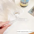 Minimalist clear acrylic large hair claw clip with golden metal spring length 12.5cm - 13cm / Clear