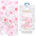 Nail art set with light pink resin roses and white pearls on a retail card - #09 Light Pink Rose Mixed