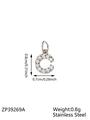 Polished stainless steel letter C pendant with micro-paved sparkling cubic zirconia stones - Letter C / Steel