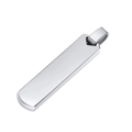 Close-up of a blank silver rectangular stainless steel pendant with a polished finish - Single Pendant / 5.0mm Thickness / Steel
