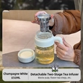 Taza de té 850ml cristal resistente blanco champán con asa e infusor de acero inox 304 - Blanco 800ml (Filtro Alto)