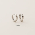 Classic silver S925 sterling silver hoop earrings with clear crystals and 6mm inner diameter - Silver (6mm)