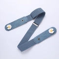 Elastic invisible no-show belt in denim blue featuring white daisy floral accents - Light Blue [Double Daisy Style]
