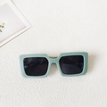 Retro square kids sunglasses in mint green matte finish with dark polarized lenses - Blue