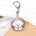 Porte-clés chien Bichon en acrylique mignon avec design double-face et fermoir argenté - Chien Bichon 5