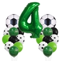 Fußball Geburtstagsparty Ballon Set mit grüner Zahl 4 und Fußball Folienballons - Nummer 4 Set