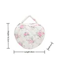 Quilted cotton heart-shaped floral makeup bag in cream with pink flower pattern - Pink Flower Heart