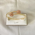 Bracelet élégant en acier inoxydable doré 18 carats avec boules serties de diamants brillants - Or/Champagne