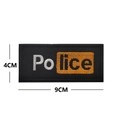 Police embroidered tactical patch with orange and white letters on a black background - Police Style (Orange/White)