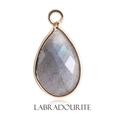 Teardrop labradorite gemstone pendant with gold-plated bezel and faceted blue surface - 8*12mm Double Sided Cut / Labradorite-Gold Edge