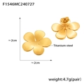 Pendientes de flor de cinco pétalos en acero de titanio dorado, 2cm y peso 4,7g - Pendientes de cinco pétalos / Dorado