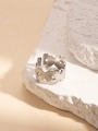 Elegant silver butterfly titanium steel open ring with a fine brushed metal finish - Silver Continuous Butterfly Open Ring / Silver