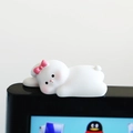 Cute white rabbit monitor ornament with pink bow for car dashboard and computer screen - Type A Lying Rabbit