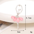 Detailed view of ballet girl resin charm with pink rhinestones and 5.7cm size scale - D541 Resin Girl (Silver Pink)