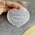 Transparent heart-shaped silicone nail art mold featuring various leaf patterns - #021 Various Leaf Pattern Heart Mold