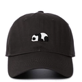 Dettaglio del ricamo panda di alta qualità su berretto da baseball nero - Regolabile / grigio scuro