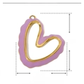 Detailed specs of 24mm purple enamel heart pendant in gold-plated stainless steel - YE262-Purple Heart Irregular Border