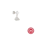 S925 sterling silver saturn planet ear cartilage stud with sparkling cubic zirconia - Single White Gold #10 (Planet)