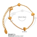 Golden heart charm bracelet in stainless steel with adjustable chain and s.steel tag - Vertical Heart Bracelet / Gold