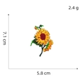 Detailed embroidered sunflower patch showing dimensions 7.1cm x 5.8cm and vivid yellow thread - 2#-Small Leaf Sunflower