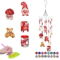 DIY Valentine's Day diamond painting wind chime kit with heart and rose themed pendants - Rose Gnome Mailbox Style