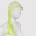 Detail eines neongrünen Netz-Kopfschmucks mit funkelnden Strasssteinen und Hohlnetz - 90cm / Fluoreszierendes Grün