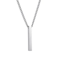 Minimalist silver stainless steel vertical bar pendant necklace with sleek cable chain - Curb Chain 50CM / Steel