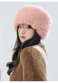 Close-up of pink faux fur trapper hat showing soft plush texture and warm ear protection - One Size / Pink