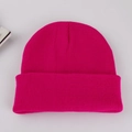Classic knitted beanie hat in vibrant rose red color for autumn and winter warmth - Adult 56-60cm / Rose Red