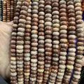 Abacus shaped natural stone spacer beads with brown and beige swirl texture for DIY jewelry - 5*8mm (approx. 73 pcs/strand) / Wood Grain