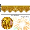 Golden foil fringe curtain detail with dimensions 48cm height and 2M width for party decor - Wave Style / Bright Gold