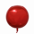 Spherical 4D metallic red aluminum foil balloon with glossy mirror finish surface - 15 Inch / Red