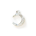 Colgante de luna creciente plateado con textura de guijarros para joyería fina - Plata Circonita Blanca