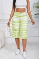 Damen Denim-Shorts mit hoher Taille und grün-weißem Batikmuster im lässigen Streifen-Look - S / Gelb