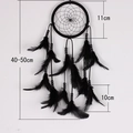 Handmade black dream catcher with feathers and beads, size details 11cm diameter and 50cm length - Standard Size / Black