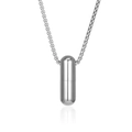 Pendentif capsule argenté en acier titane rétro avec une chaîne vénitienne élégante - Longueur de la chaîne 60cm / Argent