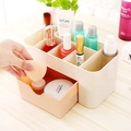Organisateur de cosmétiques avec tiroirs en crème et rose pêche pour coiffeuse - Rose