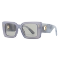 Modern square lavender translucent sunglasses with marble texture and gold ring detail - Blue Gray Frame Light Gray Lens (C6)