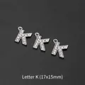 Silver alloy letter K pendant with rhinestones for DIY jewelry 17x15mm set of 3 - Letter K (10 Pcs)