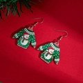 Pendientes de gancho con diseño de jersey navideño feo y muñeco de nieve en acrílico - Pendientes de acrílico estilo suéter de muñeco de nieve