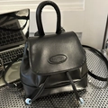 Mini zainetto a secchiello nero in ecopelle con logo PAUTOR e chiusura a lacci - Nero senza Ciondolo