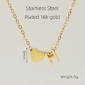 Gold stainless steel necklace with 18k gold plating, heart pendant, and letter H - Letter H