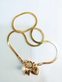 Gold snake bone chain necklace with engraved heart, letter N pendant and pearl - Letter N