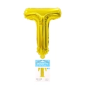 Shiny gold 16-inch letter T foil balloon for birthday and anniversary party decoration - Letter T (With Backing Card) / 16" / Gold